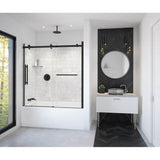 Maax - Vela 56.5-59 x 59 in. 8 mm Sliding Tub Door with Towel Bar for Alcove Installation with Clear glass in Matte Black