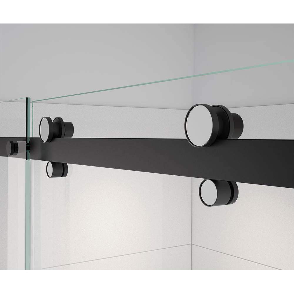 Vela 56.5-59 x 59 in. 8 mm Sliding Tub Door with Towel Bar for Alcove Installation with Clear glass in Matte Black and Chrome