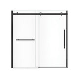 Vela 56.5-59 x 59 in. 8 mm Sliding Tub Door with Towel Bar for Alcove Installation with Clear glass in Matte Black and Chrome