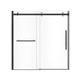 Vela 56.5-59 x 59 in. 8 mm Sliding Tub Door with Towel Bar for Alcove Installation with Clear glass in Matte Black and Brushed Nickel