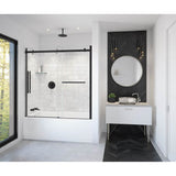 Maax - Vela 56.5-59 x 59 in. 8 mm Sliding Tub Door with Towel Bar for Alcove Installation with Clear glass in Matte Black and Brushed Nickel