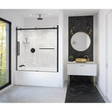 Maax - Vela 56.5-59 x 59 in. 8 mm Sliding Tub Door with Towel Bar for Alcove Installation with Clear glass in Matte Black and Brushed Gold