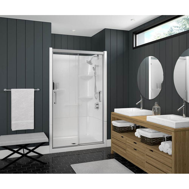 Maax - Incognito 74 39-42 x 74 in. 8mm Bypass Shower Door for Alcove Installation with Clear glass in Chrome