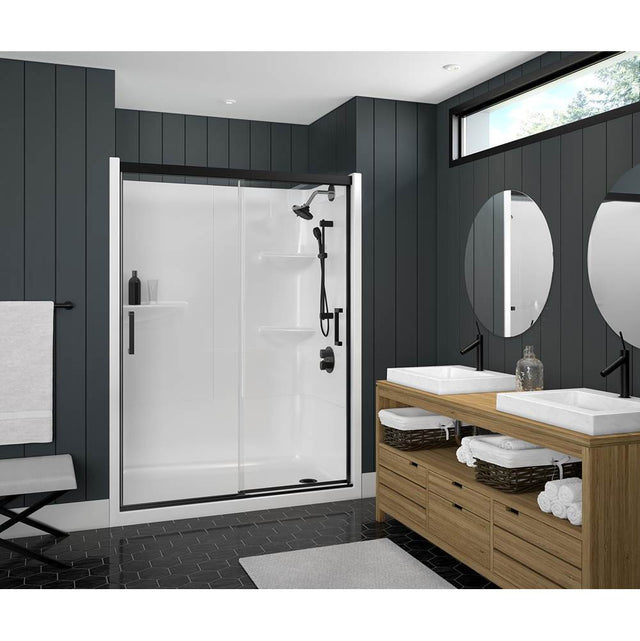 Maax - Incognito 74 51-54 x 74 in. 8mm Bypass Shower Door for Alcove Installation with Clear glass in Matte Black