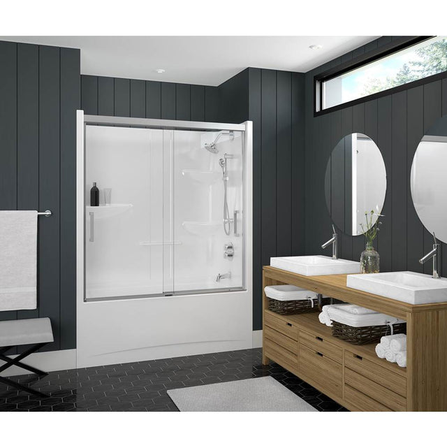 Maax - Incognito 57 51-54 x 56 3/4 in. 8mm Bypass Tub Door for Alcove Installation with Clear glass in Chrome