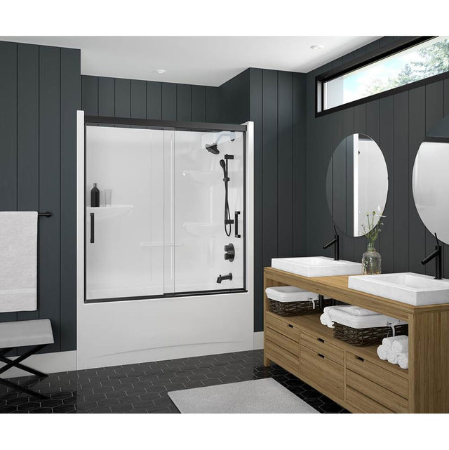 Maax - Incognito 57 51-54 x 56 3/4 in. 8mm Bypass Tub Door for Alcove Installation with Clear glass in Matte Black