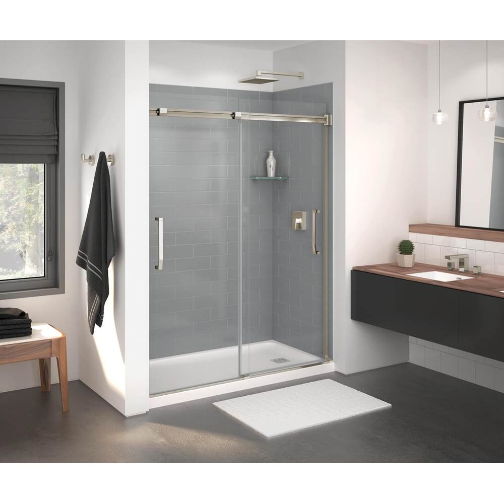 Maax - Inverto 56-59 x 70.5-74 in. 8mm Bypass Shower Door for Alcove Installation with Clear glass in Brushed Nickel