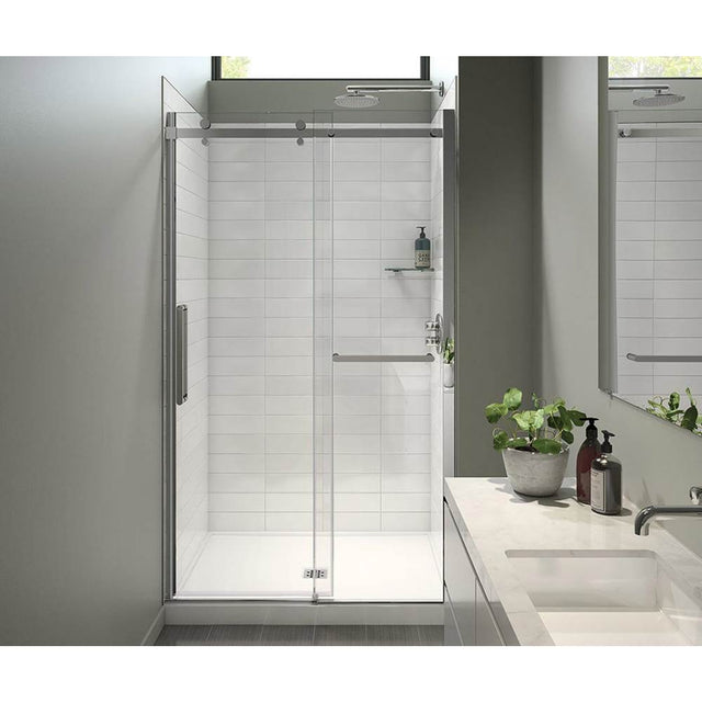 Maax - Halo Pro 44.5-47 x 78.75 in. 8 mm Sliding Shower Door with Towel Bar for Alcove Installation with Clear glass in Chrome