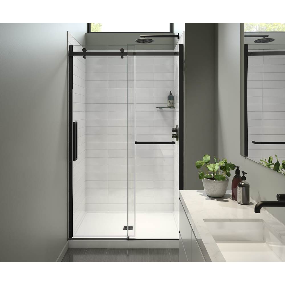 Maax - Halo Pro 44.5-47 x 78.75 in. 8 mm Sliding Shower Door with Towel Bar for Alcove Installation with Clear glass in Matte Black