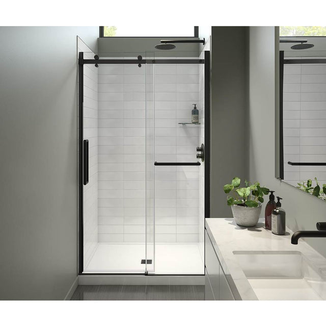 Maax - Halo Pro 44.5-47 x 78.75 in. 8 mm Sliding Shower Door with Towel Bar for Alcove Installation with Clear glass in Matte Black