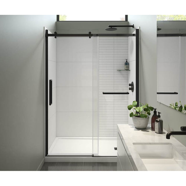 Maax - Halo Pro 56.5-59 x 78.75 in. 8 mm Sliding Shower Door with Towel Bar for Alcove Installation with Clear glass in Matte Black