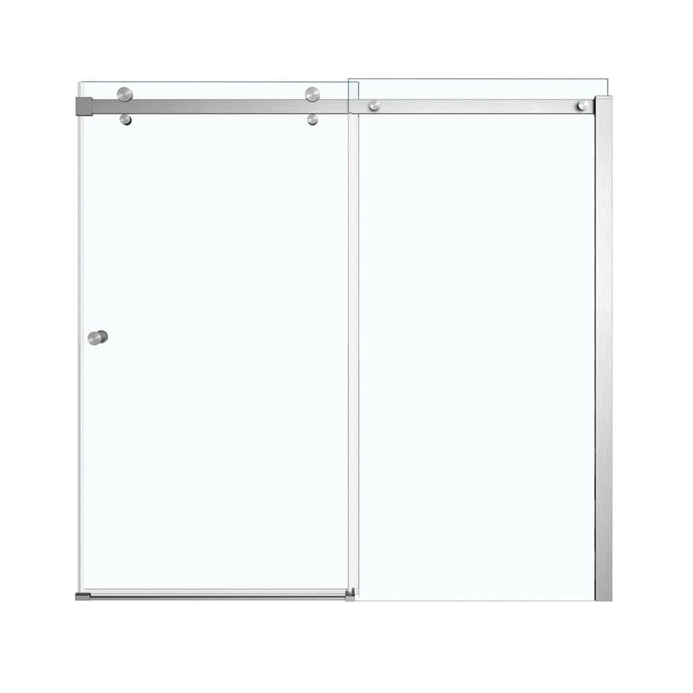 Luminescence 56.5-59 x 55.5-57.5 in. 6mm Sliding Tub Door for Alcove Installation with Clear glass in Brushed Nickel
