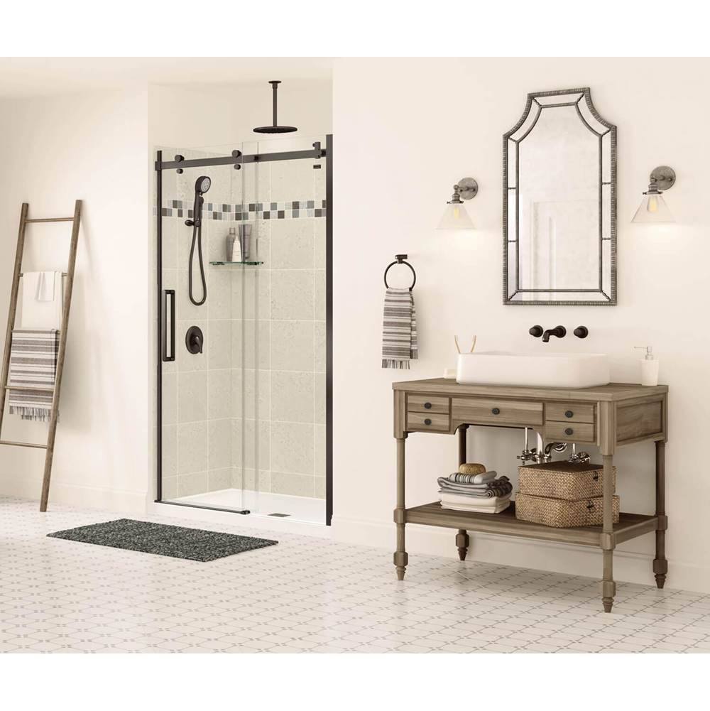 Halo 44.5-47 x 78.75 in. 8mm Sliding Shower Door for Alcove Installation with Clear glass in Dark Bronze