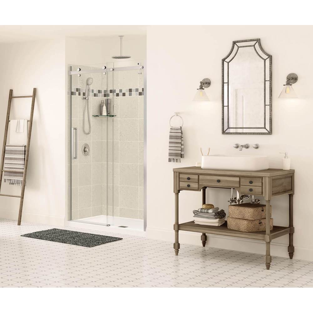 Halo 44.5-47 x 78.75 in. 8mm Sliding Shower Door for Alcove Installation with Clear glass in Brushed Nickel