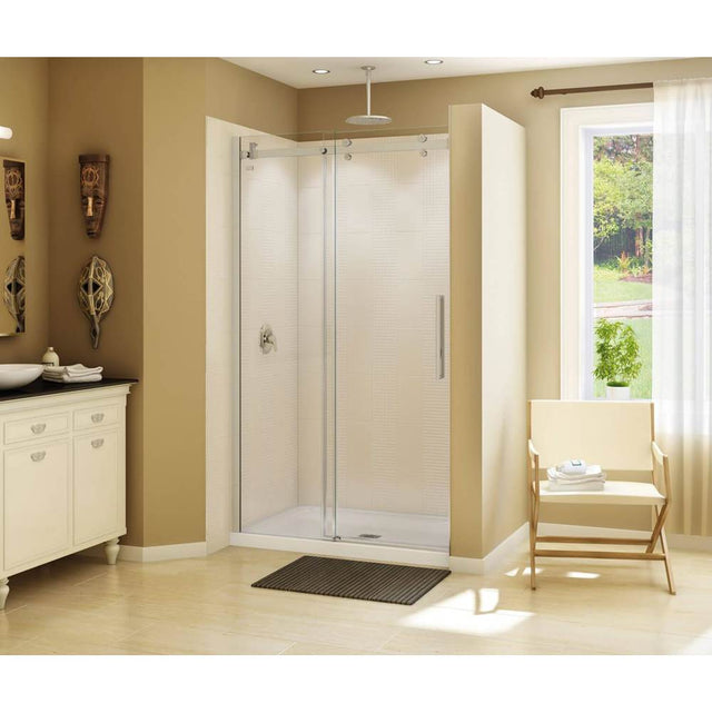 Maax - Halo 44.5-47 x 78.75 in. 8mm Sliding Shower Door for Alcove Installation with Clear glass in Brushed Nickel