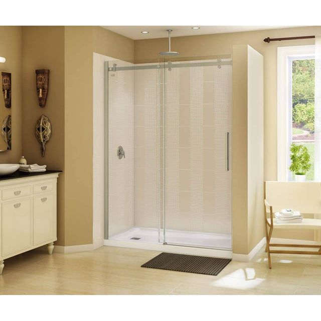 Maax - Halo 56.5-59 x 78.75 in. 8mm Sliding Shower Door for Alcove Installation with Clear glass in Brushed Nickel