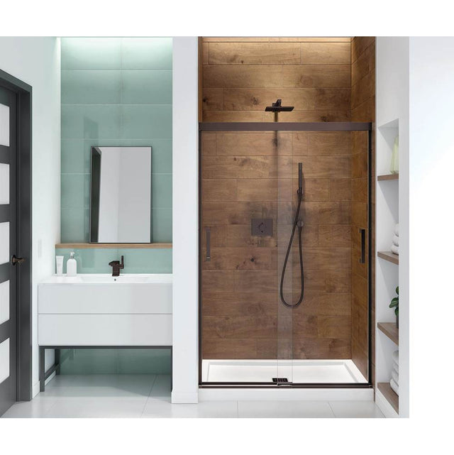 Maax - Incognito 70 44-47 x 70 1/2 in. 6mm Bypass Shower Door for Alcove Installation with Clear glass in Dark Bronze