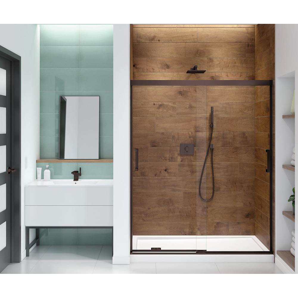 Maax - Incognito 70 56-59 x 70 1/2 in. 6mm Bypass Shower Door for Alcove Installation with Clear glass in Dark Bronze