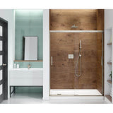 Maax - Incognito 70 56-59 x 70 1/2 in. 8mm Bypass Shower Door for Alcove Installation with Clear glass in Brushed Nickel