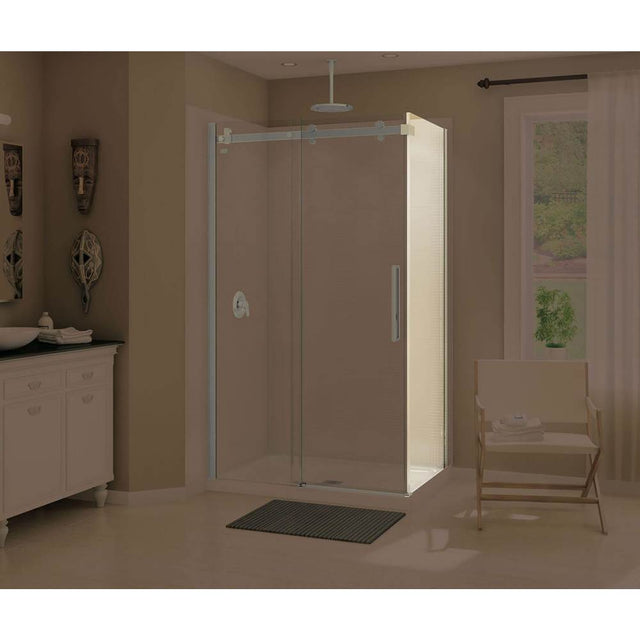 Maax - Halo Return Panel for 34 in. Base with Clear glass in Brushed Nickel