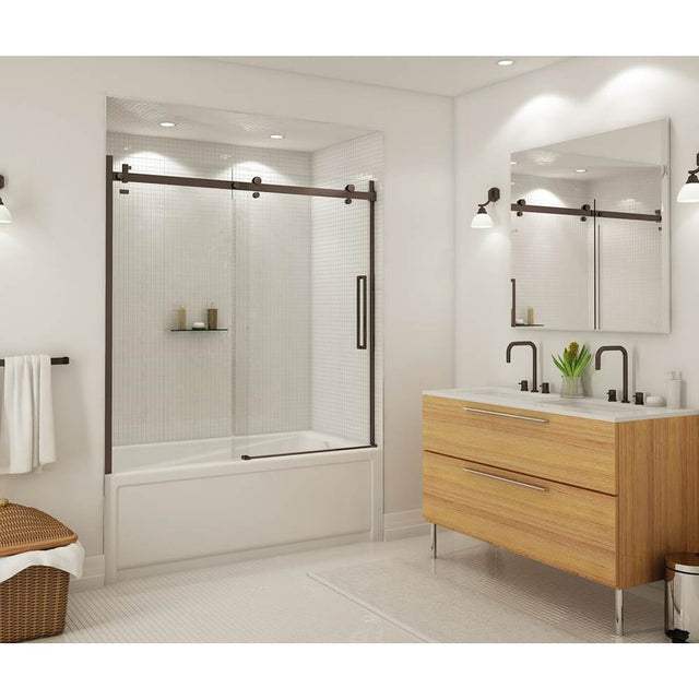 Maax - Halo 56.5-59 x 59 in. 8 mm Sliding Tub Door for Alcove Installation with Clear glass in Dark Bronze