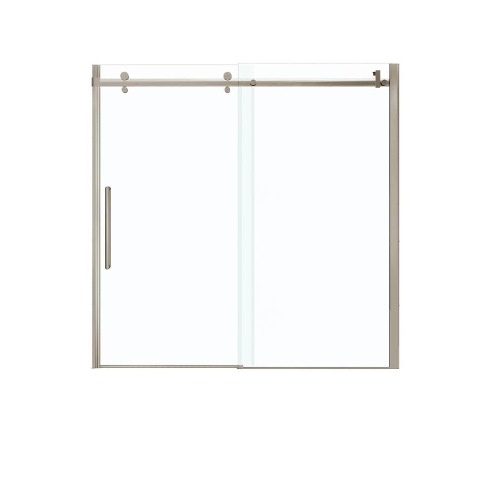 Halo 56.5-59 x 59 in. 8 mm Sliding Tub Door for Alcove Installation with Clear glass in Brushed Nickel