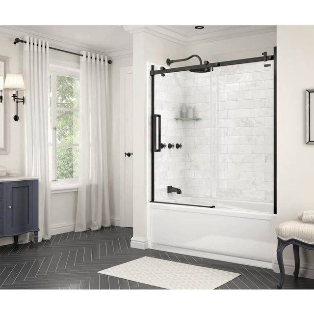 Maax - Halo 56.5-59 x 59 in. 8 mm Sliding Tub Door for Alcove Installation with Clear glass in Matte Black