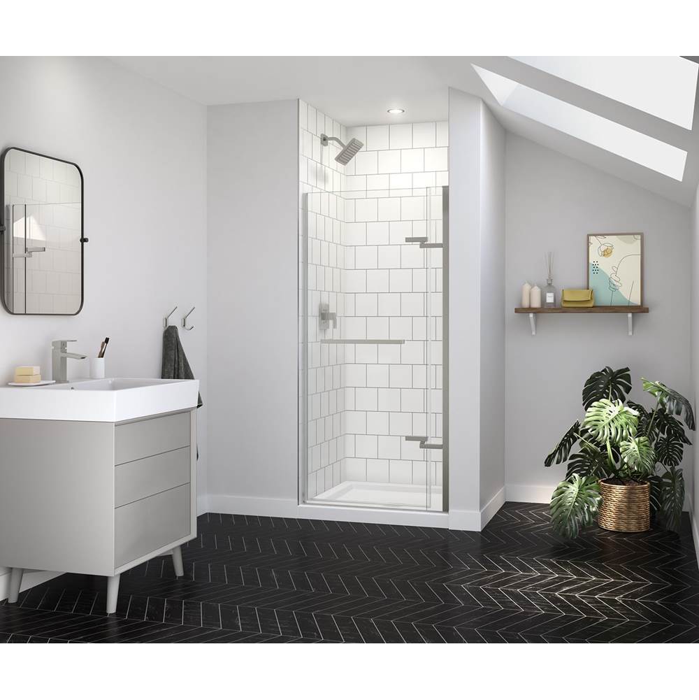 Maax - Reveal Sleek 71 32 1/2-35 1/2 x 71 1/2 in. 8mm Pivot Shower Door for Alcove Installation with Clear glass in Brushed Nickel