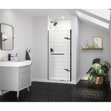 Maax - Reveal Sleek 71 32 1/2-35 1/2 x 71 1/2 in. 8mm Pivot Shower Door for Alcove Installation with Clear glass in Matte Black