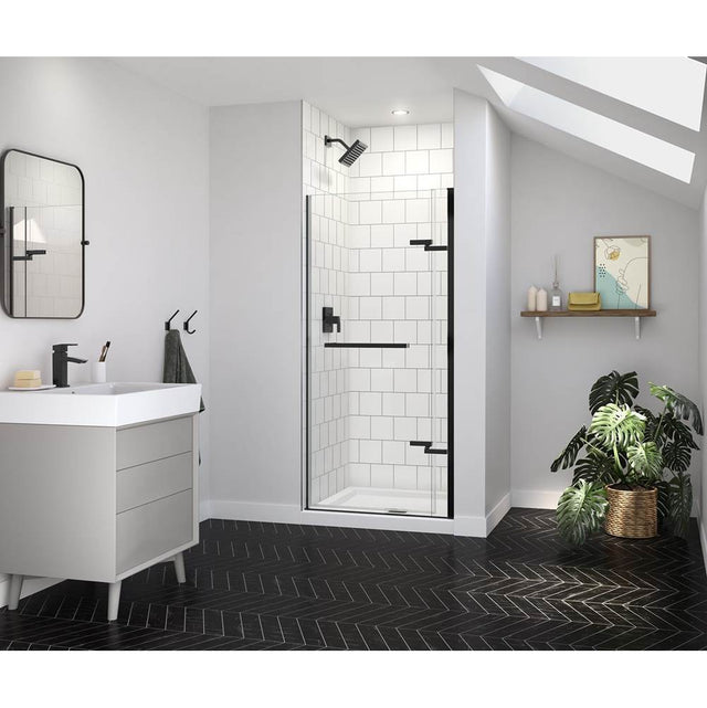 Maax - Reveal Sleek 71 32 1/2-35 1/2 x 71 1/2 in. 8mm Pivot Shower Door for Alcove Installation with Clear glass in Matte Black