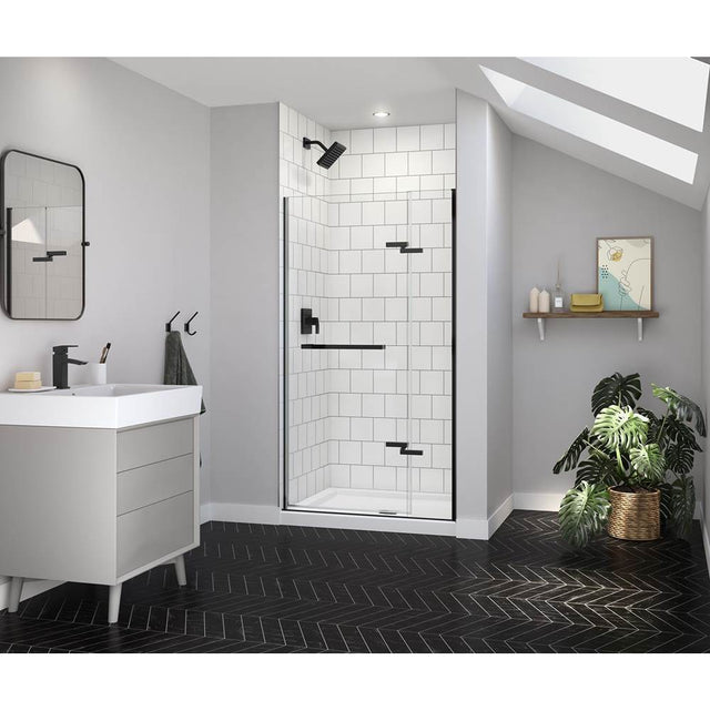Maax - Reveal Sleek 71 38-41 x 71 1/2 in. 8mm Pivot Shower Door for Alcove Installation with Clear glass in Matte Black