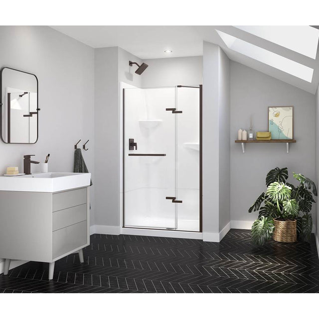 Maax - Reveal Sleek 71 41 1/2-44 1/2 x 71 1/2 in. 8 mm Pivot Shower Door for Alcove Installation with Clear glass in Dark Bronze