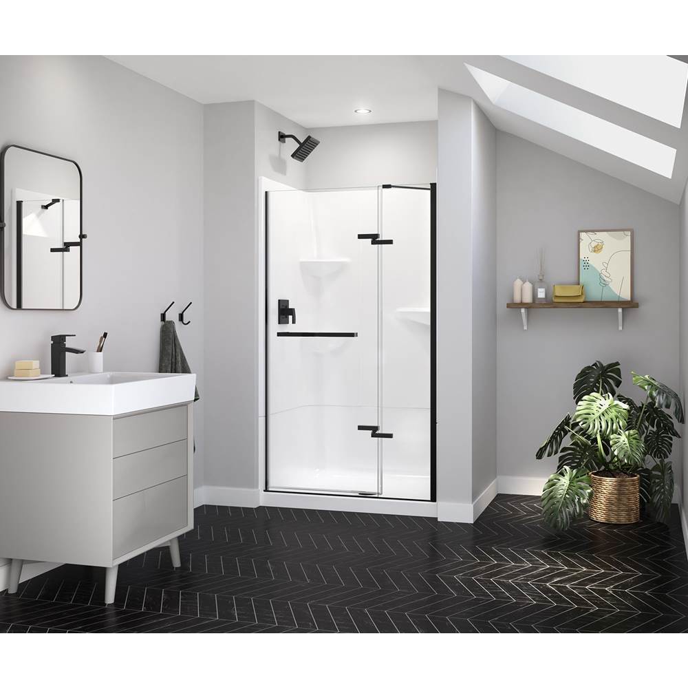 Maax - Reveal Sleek 71 41 1/2-44 1/2 x 71 1/2 in. 8mm Pivot Shower Door for Alcove Installation with Clear glass in Matte Black