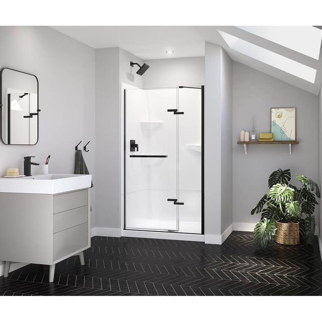 Maax - Reveal Sleek 71 41 1/2-44 1/2 x 71 1/2 in. 8mm Pivot Shower Door for Alcove Installation with Clear glass in Matte Black