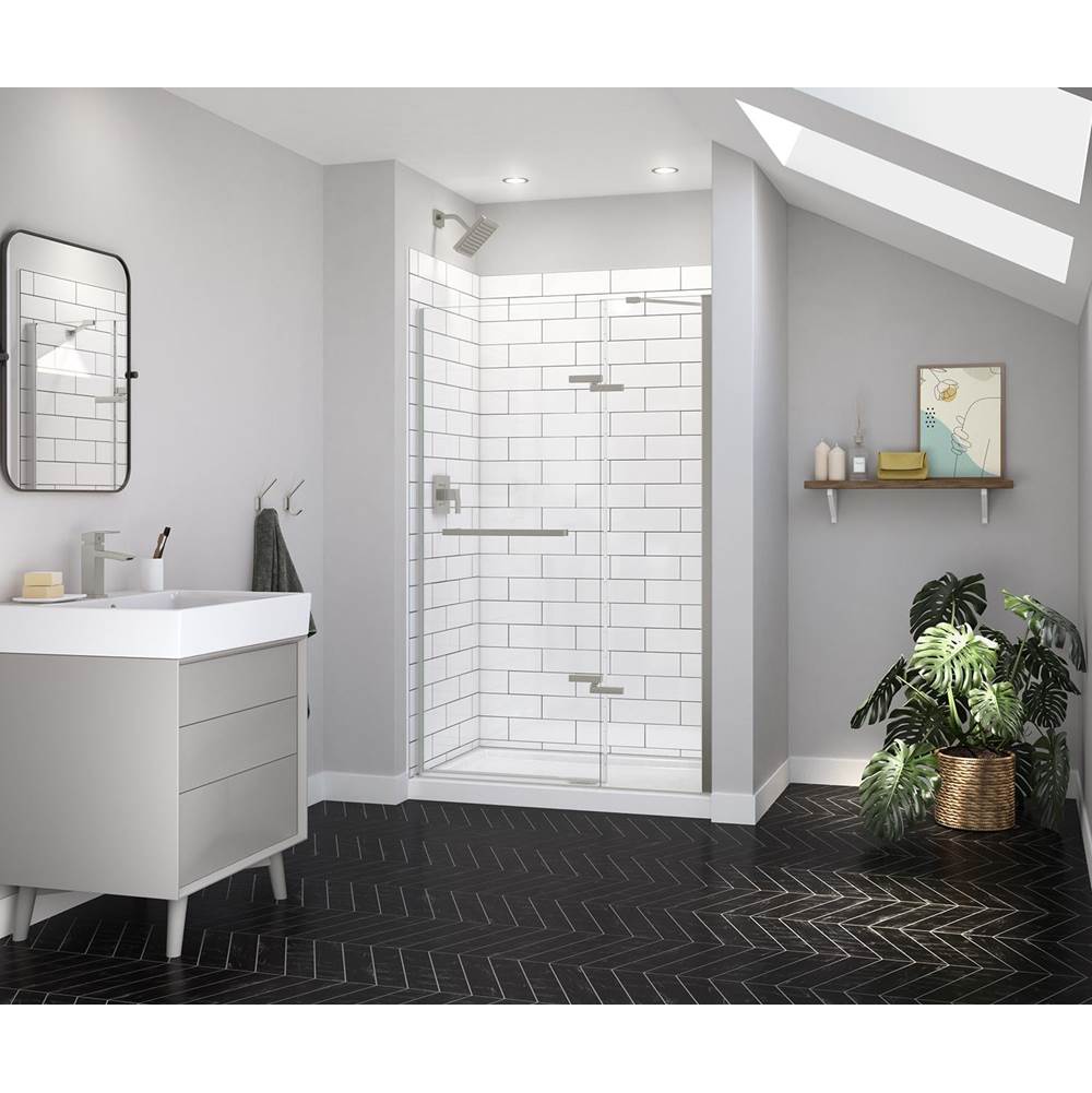 Maax - Reveal Sleek 71 44-47 x 71 1/2 in. 8mm Pivot Shower Door for Alcove Installation with Clear glass in Brushed Nickel