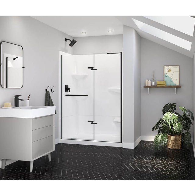 Maax - Reveal Sleek 71 51 1/2-54 1/2 x 71 1/2 in. 8mm Pivot Shower Door for Alcove Installation with Clear glass in Matte Black