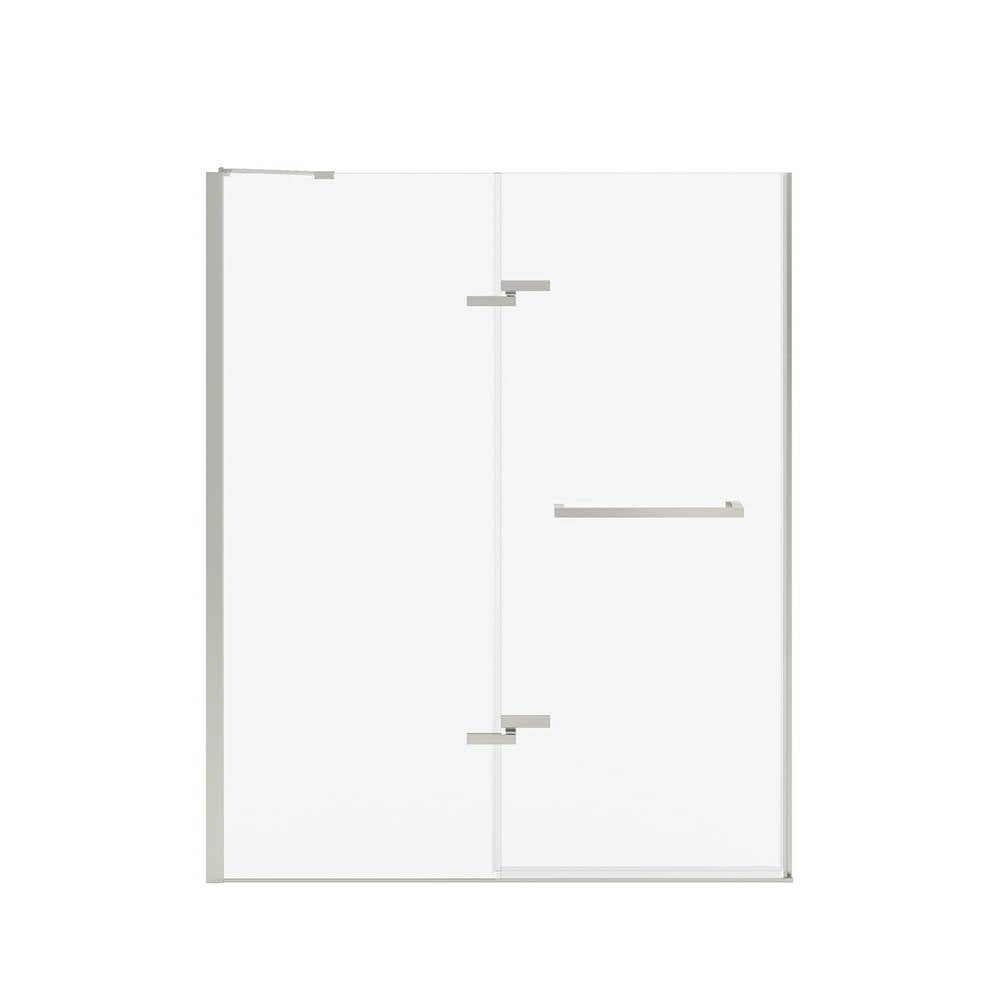 Reveal Sleek 71 56-59 x 71 1/2 in. 8mm Pivot Shower Door for Alcove Installation with Clear glass in Brushed Nickel