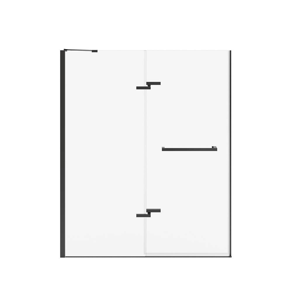 Reveal Sleek 71 56-59 x 71 1/2 in. 8mm Pivot Shower Door for Alcove Installation with Clear glass in Matte Black