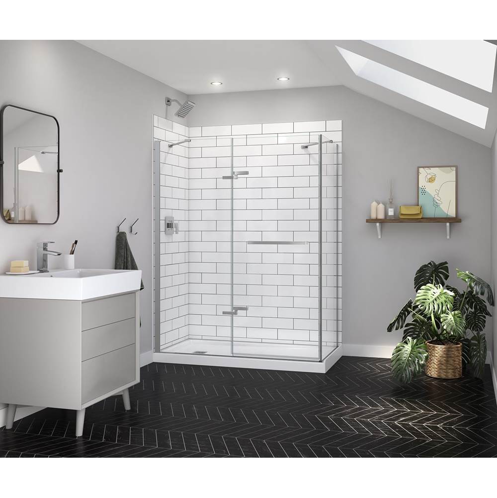Reveal Sleek 71 Return Panel for 32 in. Base with Clear glass in Chrome