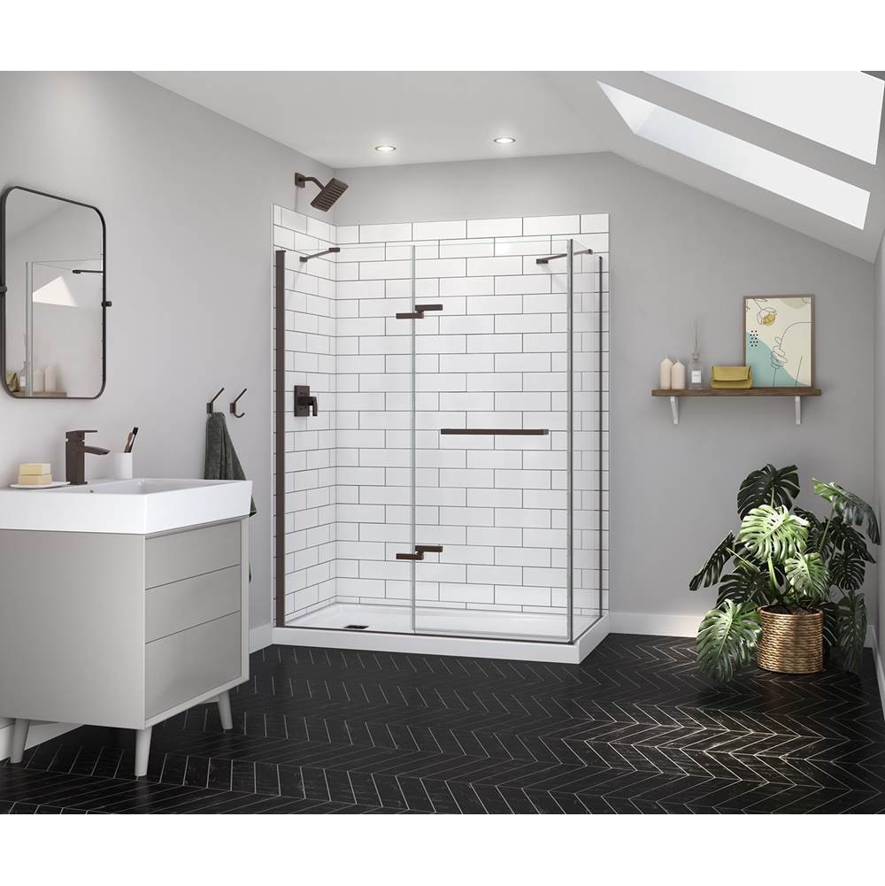 Reveal Sleek 71 Return Panel for 32 in. Base with Clear glass in Dark Bronze