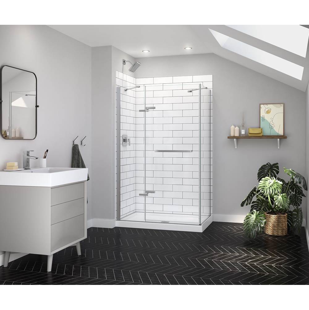 Reveal Sleek 71 Return Panel for 34 in. Base with Clear glass in Chrome
