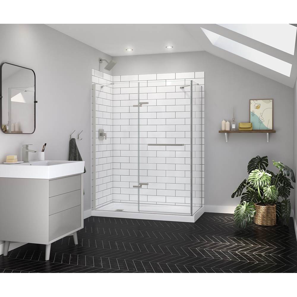 Reveal Sleek 71 Return Panel for 34 in. Base with Clear glass in Brushed Nickel