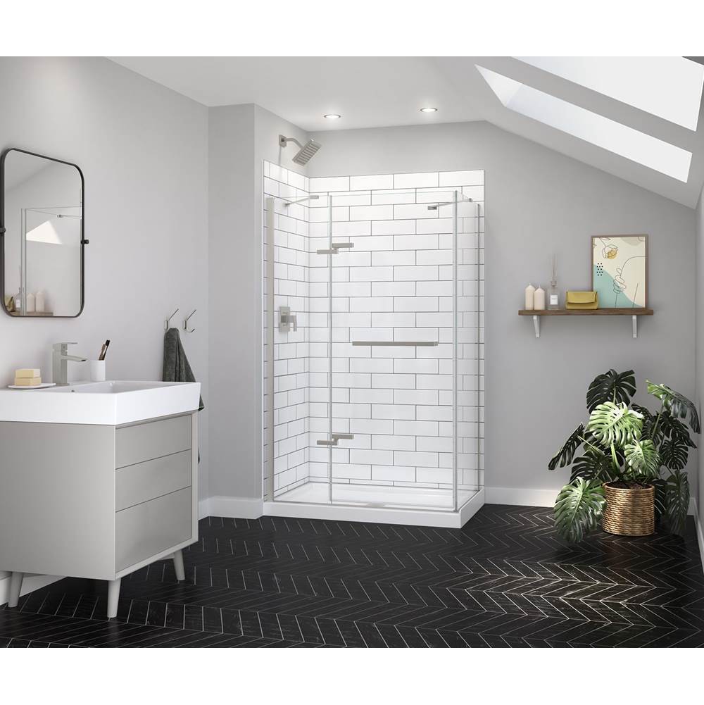 Reveal Sleek 71 Return Panel for 34 in. Base with Clear glass in Brushed Nickel
