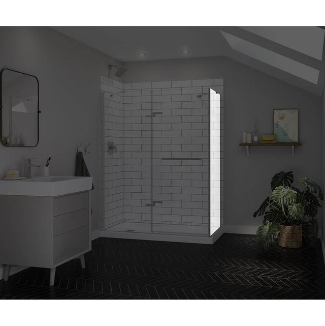 Maax - Reveal Sleek 71 Return Panel for 34 in. Base with Clear glass in Brushed Nickel