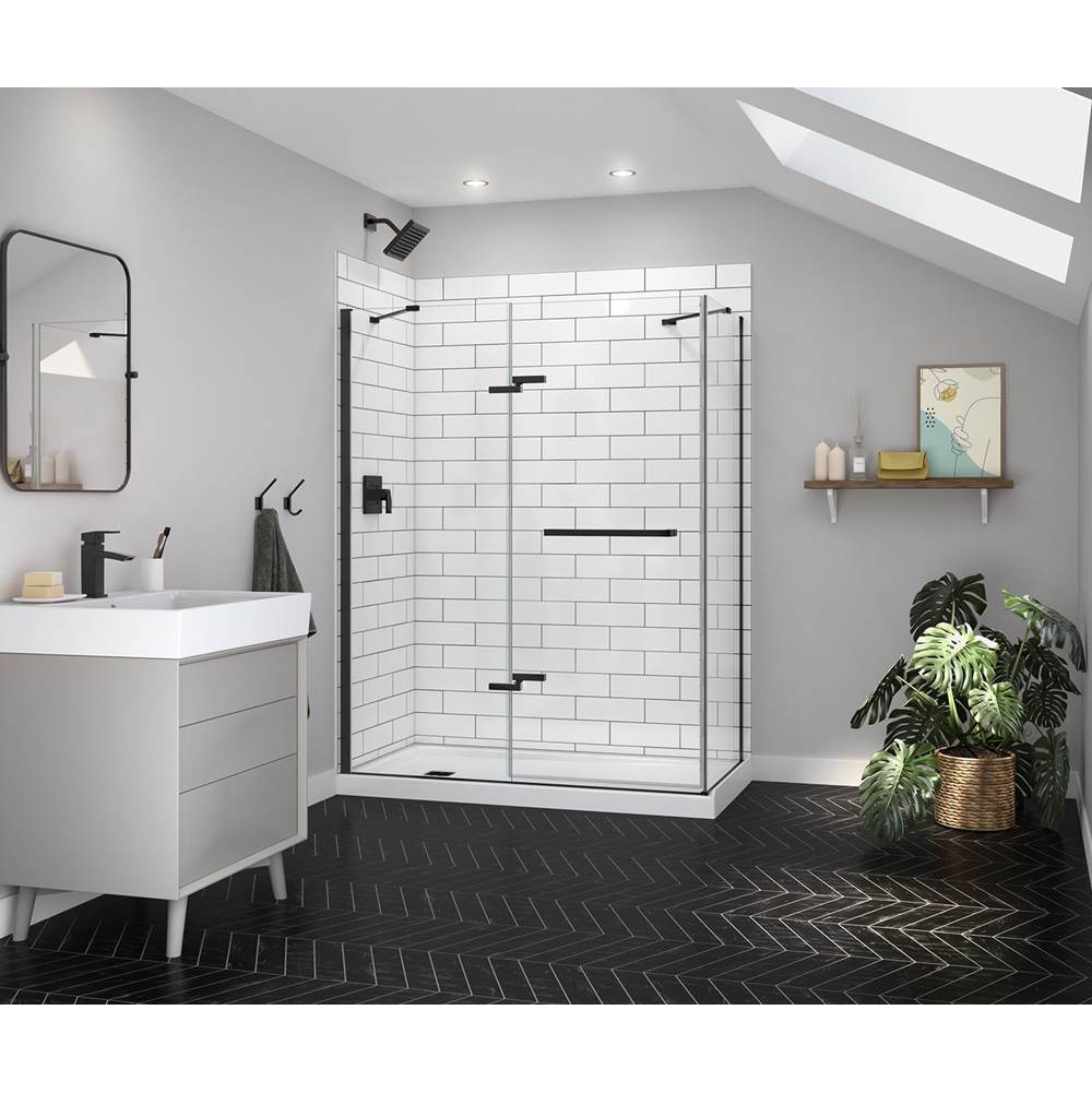 Reveal Sleek 71 Return Panel for 34 in. Base with Clear glass in Matte Black