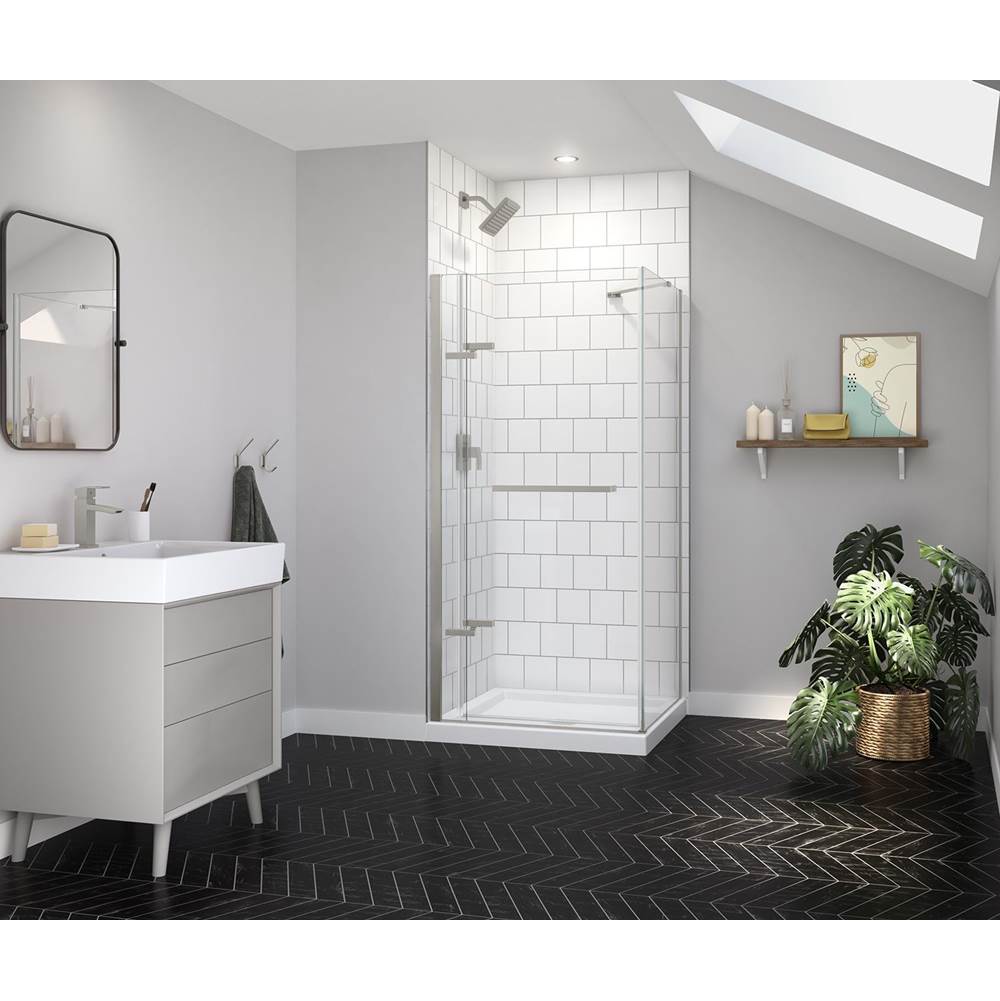 Reveal Sleek 71 Return Panel for 36 in. Base with Clear glass in Brushed Nickel