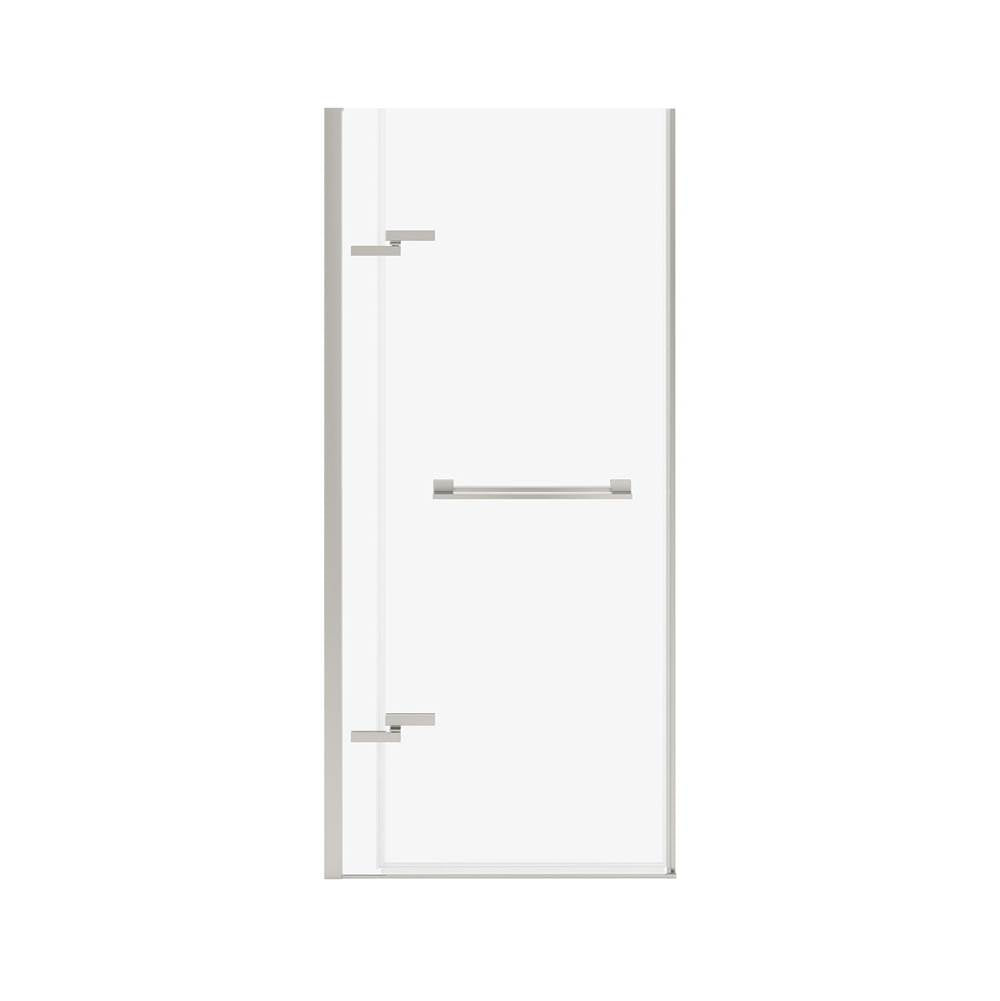 Capella 78 32.5-35.5 x 78 in. 8 mm Pivot Shower Door for Alcove Installation with GlassShield glass in Brushed Nickel