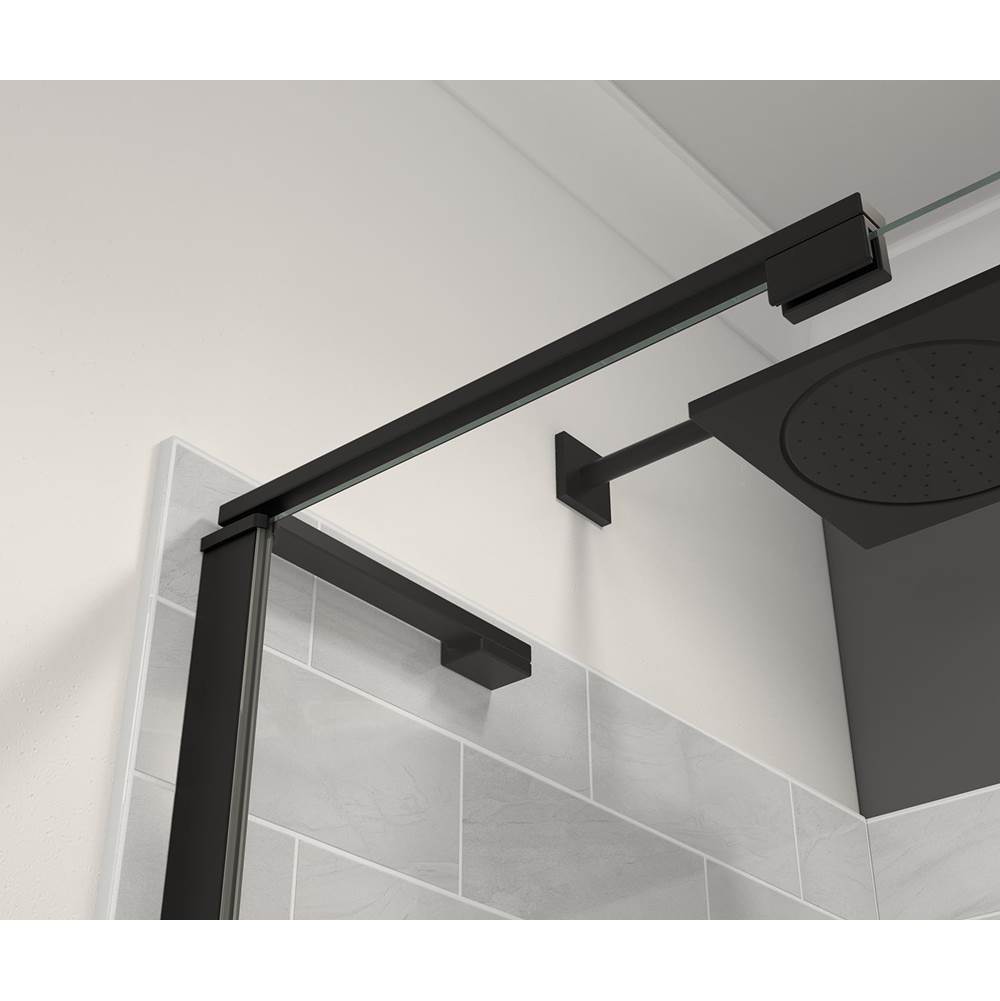 Capella 78 32.5-35.5 x 78 in. 8 mm Pivot Shower Door for Alcove Installation with GlassShield glass in Matte Black