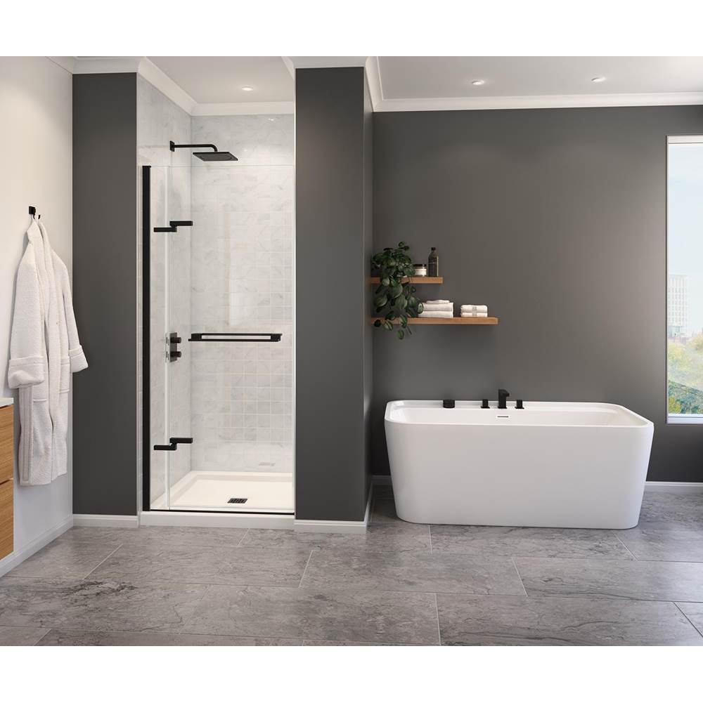 Maax - Capella 78 32.5-35.5 x 78 in. 8 mm Pivot Shower Door for Alcove Installation with GlassShield glass in Matte Black