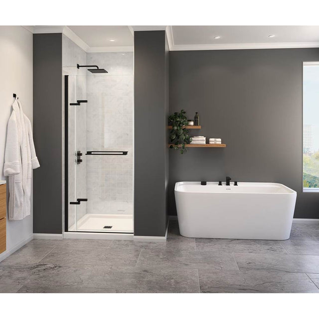 Maax - Capella 78 32.5-35.5 x 78 in. 8 mm Pivot Shower Door for Alcove Installation with GlassShield glass in Matte Black